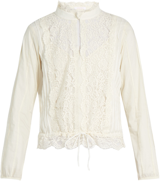 See by Chloe High-neck lace-insert blouse