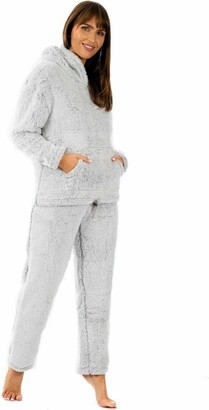 Aafan Women Teddy Fleece Pyjamas Set Comfy Soft Warm Loungewear Nightwear  Long Sleeve Top Bottom - ShopStyle