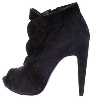 Pierre Hardy Suede Peep-Toe Ankle Boots Navy Suede Peep-Toe Ankle Boots