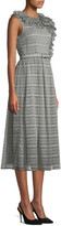 Thumbnail for your product : Co Ruffled-Shoulder Belted Metallic Rope-Print A-Line Midi Cocktail Dress