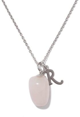 Raf Simons Logo-charm And Rose-quartz Necklace - Pink