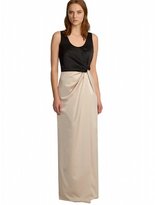 Thumbnail for your product : Halston Scoop-Neck Colorblocked Gown with Twist Knot Detail