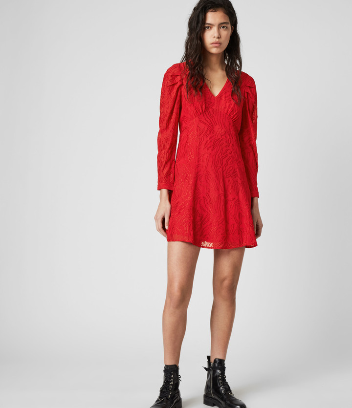 all saints red dress