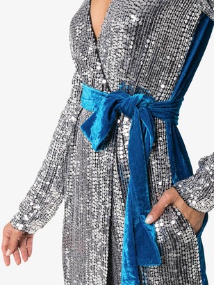 ATTICO Belted Sequin Velvet Midi Dress