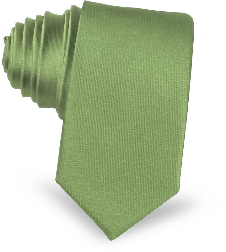 Laura Biagiotti Sage Green Satin Silk Narrow Tie ShopStyle