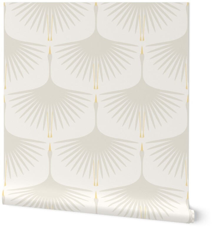 Shutterfly Wallpapers Art Deco Swans 12 Wide Repeat OffWhite on