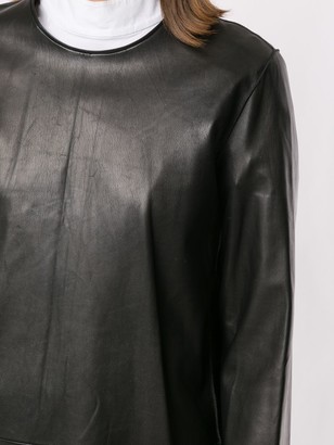 Hermes Pre-Owned Elongated Leather Long-Sleeved Blouse