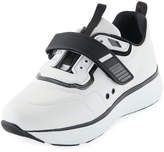 Thumbnail for your product : Prada Linea Rossa Leather Grip-Strap Sneakers, White