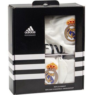 adidas Junior Boys RMCF Real Madrid Home Mini Kit Core White/Black