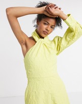 Thumbnail for your product : GHOSPELL one shoulder halterneck dress in electro jacquard