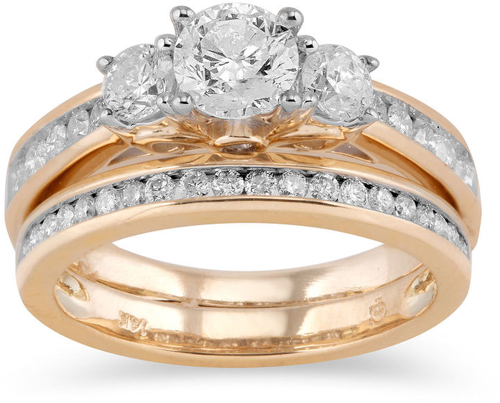 JCPenney MODERN BRIDE 1 CT. T.W. Diamond 14K Yellow Gold 3Stone Bridal
