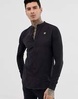 Thumbnail for your product : SikSilk shirt with grandad collar in black