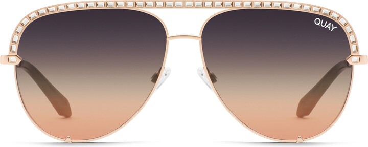 Quay Australia High Roller 62mm Polarized Aviator Sunglasses in Gold/Brown Polarized
