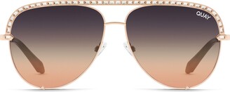 Quay High Key Bling 55mm Gradient Aviator Sunglasses