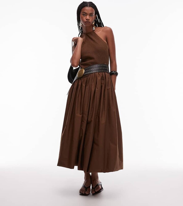 ASOS DESIGN one shoulder mesh bodice bubble hem midi dress