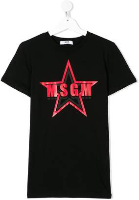 MSGM Kids TEEN logo star printed T-shirt