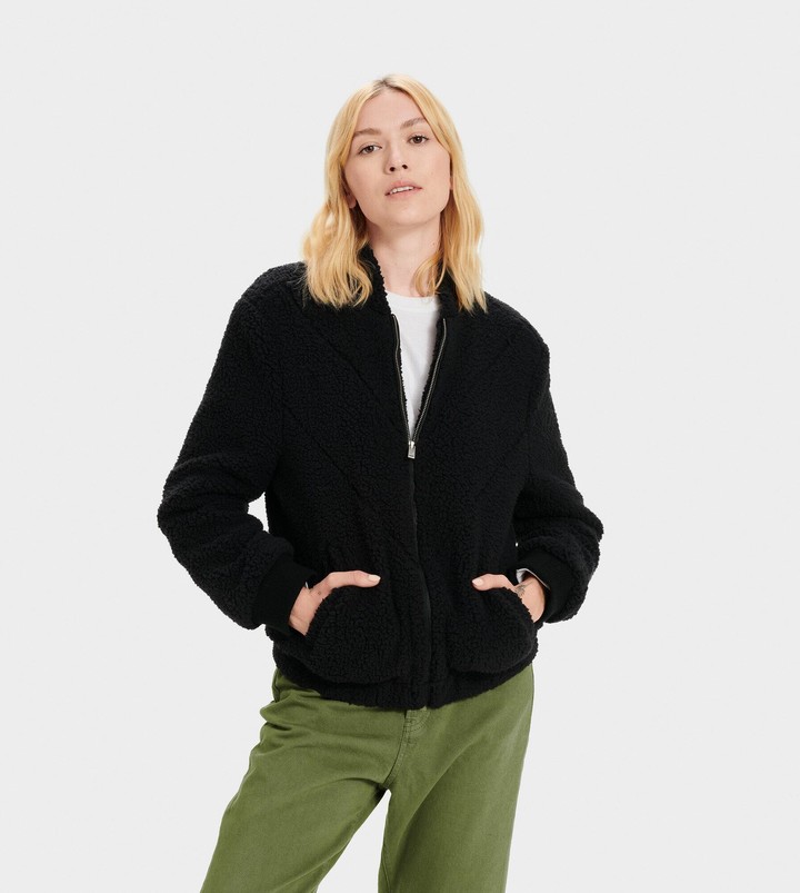 ugg teddy bear jacket black