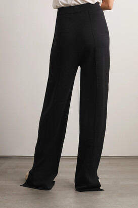 The Row Egle Stretch Wool, Silk And Cashmere-blend Straight-leg Pants - Black