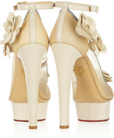 Thumbnail for your product : Charlotte Olympia Flora Leather And Mesh Pumps - Ivory