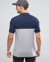 Thumbnail for your product : ASOS Half & Half Muscle Polo With Pocket In Navy and Gray Marl