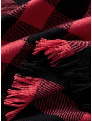 Burberry Fringed Check Wool Scarf