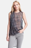 Thumbnail for your product : Halston Print Drape Front Crinkle Chiffon Top