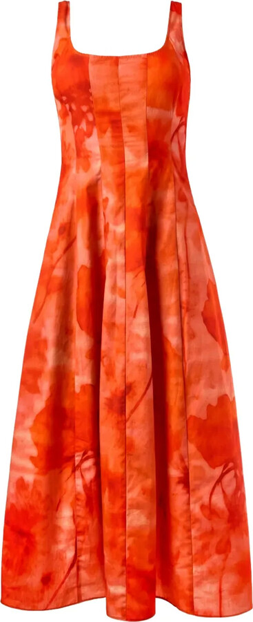 Alejandra Alonso Rojas Darted-Seams Print Midi Dress