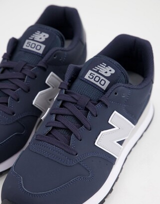 New Balance 500 Classic trainers in navy - ShopStyle