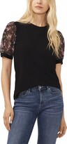 Thumbnail for your product : CeCe Women's Mixed Media Puff Sleeve Bouquet Knit Top