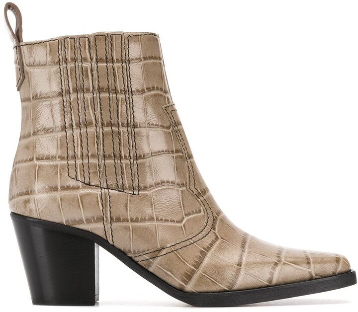 crocodile effect ankle boots