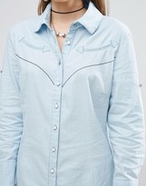 Thumbnail for your product : Liquorish Denim Long Sleeve Shirt Dress