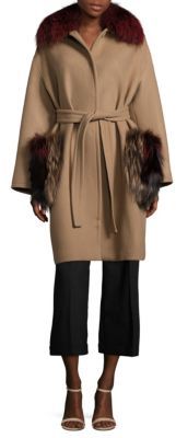 Aquilano Rimondi Fox Fur Wool Wrap Coat