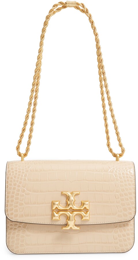 Tory Burch Eleanor Croc Embossed Leather Convertible Shoulder Bag -  ShopStyle