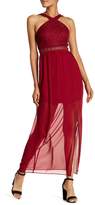 Thumbnail for your product : Amy Byer Lace V-Neck Chiffon Maxi Dress (Juniors)