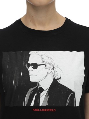 Karl Lagerfeld Paris Printed Cotton Jersey T-shirt