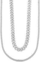 Thumbnail for your product : Sterling Forever Rhodium-Plated Curb Herringbone Chain Layered Necklace