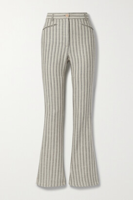 Acne Studios Striped Wool And Cotton-blend Flared Pants - Ivory