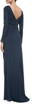 Thumbnail for your product : Badgley Mischka Long-Sleeve Beaded-Cuff Jersey Gown