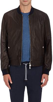Brunello Cucinelli Men's Reversible Leather & Denim Bomber Jacket