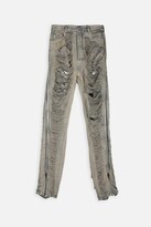 Thumbnail for your product : Drkshdw Bolan Banana Light blue sanded destroyed denim baggy pant with full lenght zip - Bolan banana