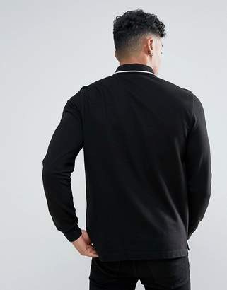 Love Moschino Long Sleeve Polo In Black