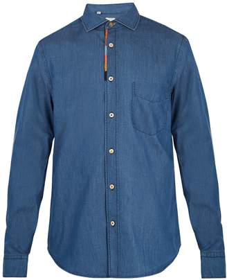 Paul Smith Embroidered cotton-blend chambray shirt