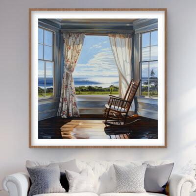 Lark Manor The Window - Blue Framed Matted Print for Home Decor