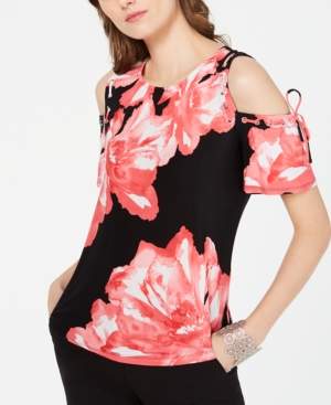 INC International Concepts Printed Cold-Shoulder Top, Created for Macy's