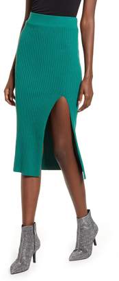 Leith Ribbed Side Slit Knit Skirt