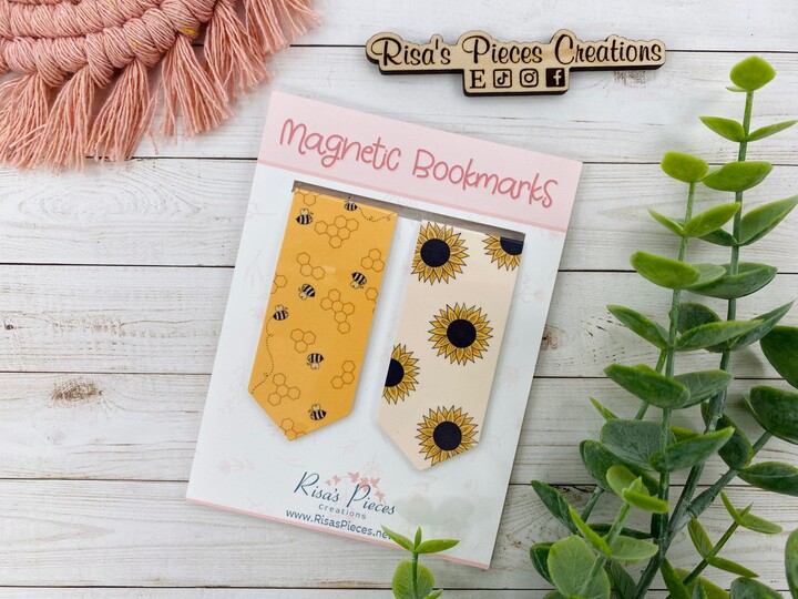 Etsy Bees & Sunflowers Magnetic Bookmark, Reading Accessory, Easter Basket, Planner Book Club, Lover, Magnet Nerd