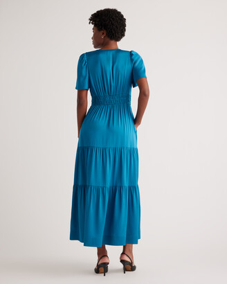 Quince Washable Stretch Silk Tiered Maxi Dress