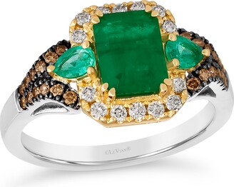 LeVian Couture New Emerald (1 ct. t.w.), Costa Smeralda Emeralds (1/5 ct. t.w.) & Diamond (3/8 ct. t.w.) Ring in Platinum & 14k Gold