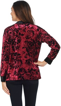 Bob Mackie Crushed Velvet Abstract Rose Kimono