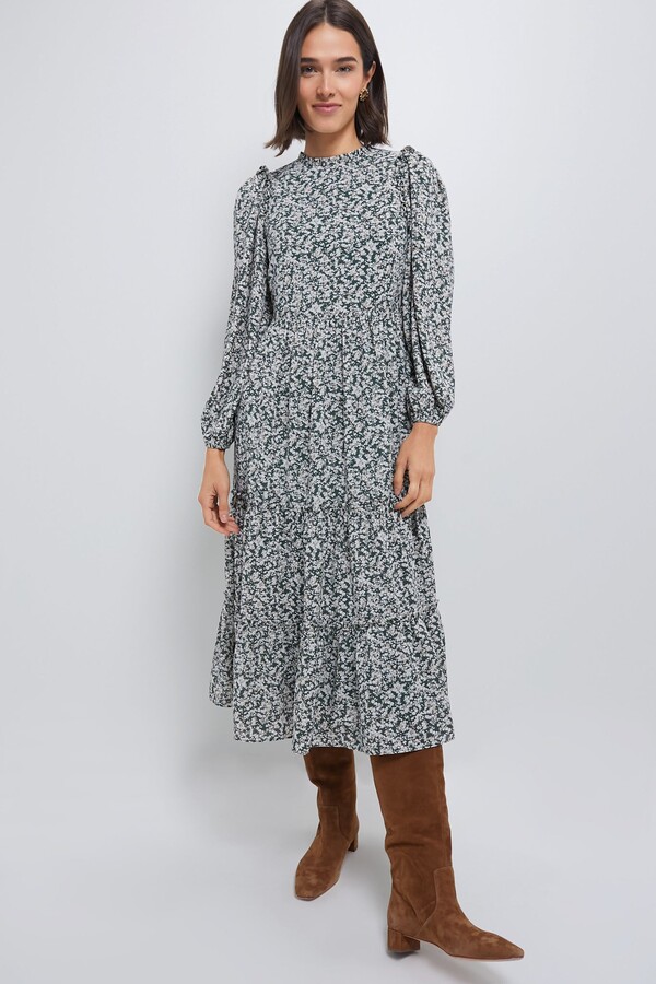 Hyacinth House Green Floral Jesse Midi Dress